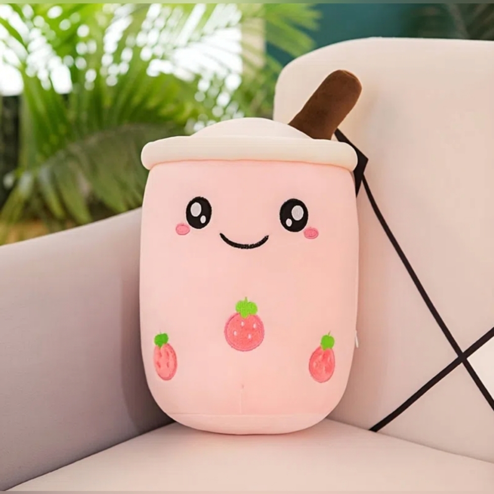 NEW STUFFED STRAWBERRY BOBA ROUND EYES PLUSH TOY - Picture 2 of 7